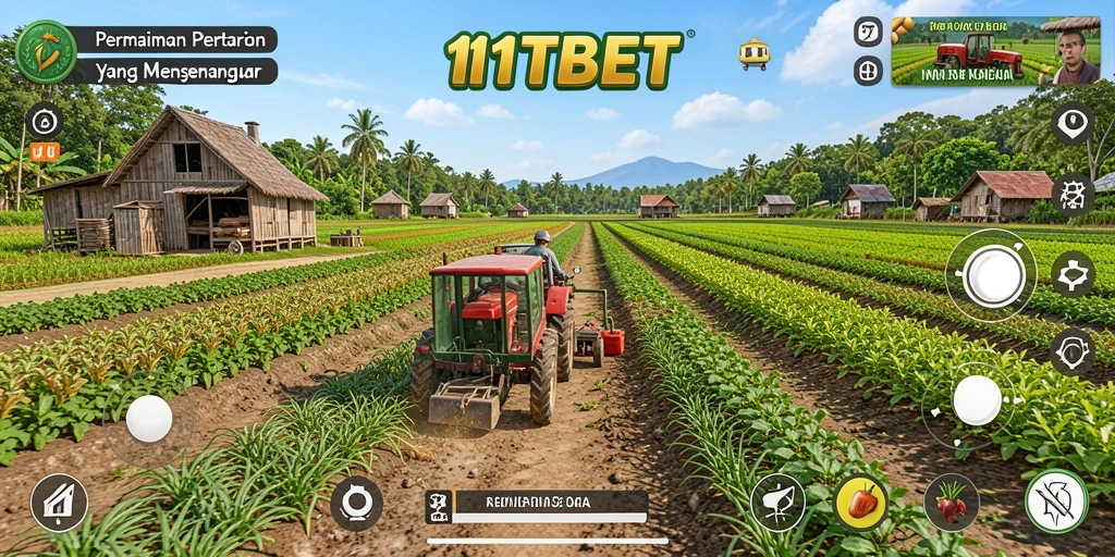 Screenshot gameplay 11TBET yang menunjukkan aktivitas bertani dan merawat peternakan.