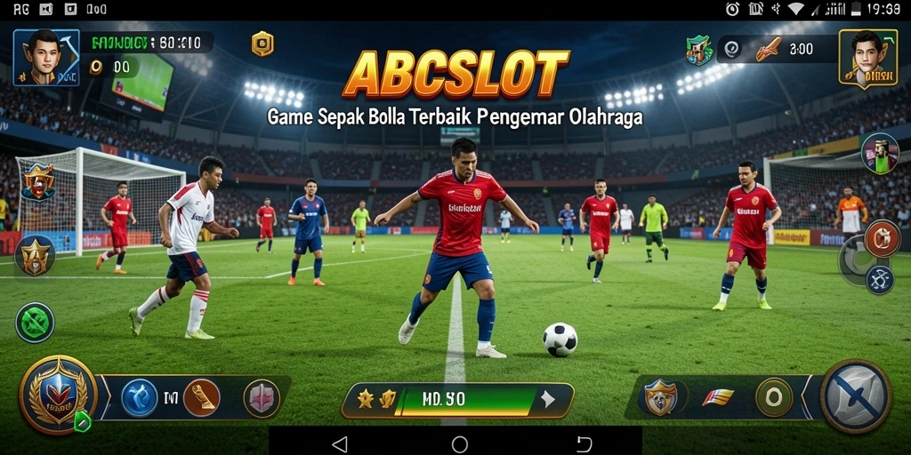 Screenshot gameplay ABCSLOT menampilkan pertandingan sepak bola yang seru.