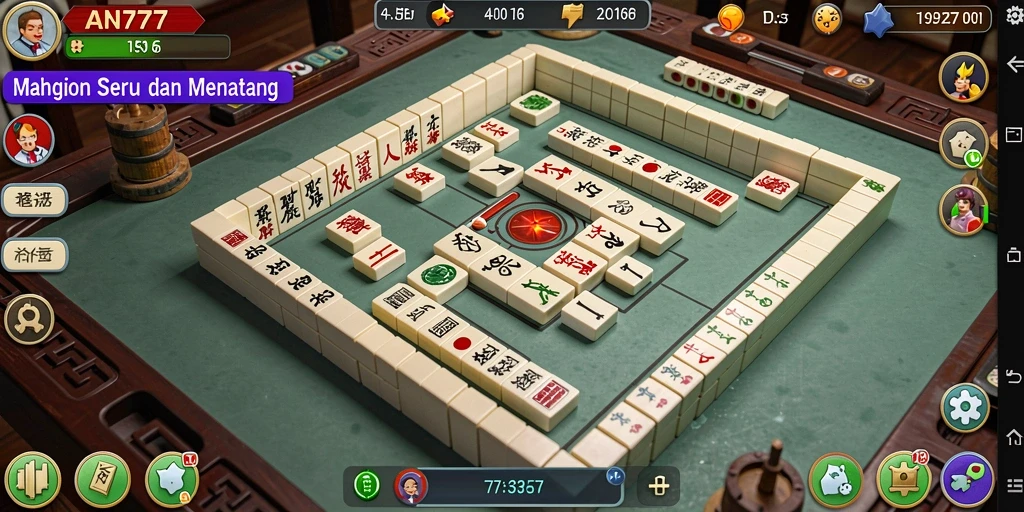 Screenshot gameplay AN777 menampilkan proses mencocokkan ubin Mahjong.