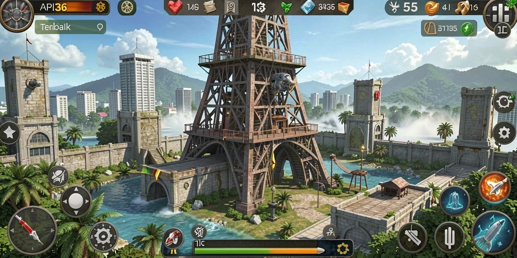 Gameplay seru API36 yang menampilkan strategi Tower Defense yang intens.