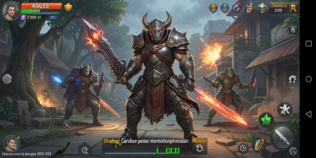 Screenshot gameplay ASG55 menampilkan pertempuran strategi yang intens.