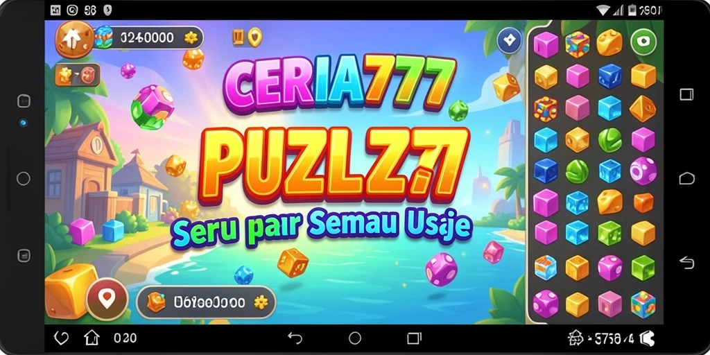Screenshot gameplay CERIA777 menampilkan level puzzle yang menantang dan grafis cerah.