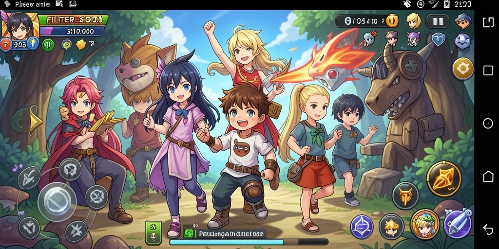 Screenshot menunjukkan karakter Anime yang menarik dan lingkungan yang indah.