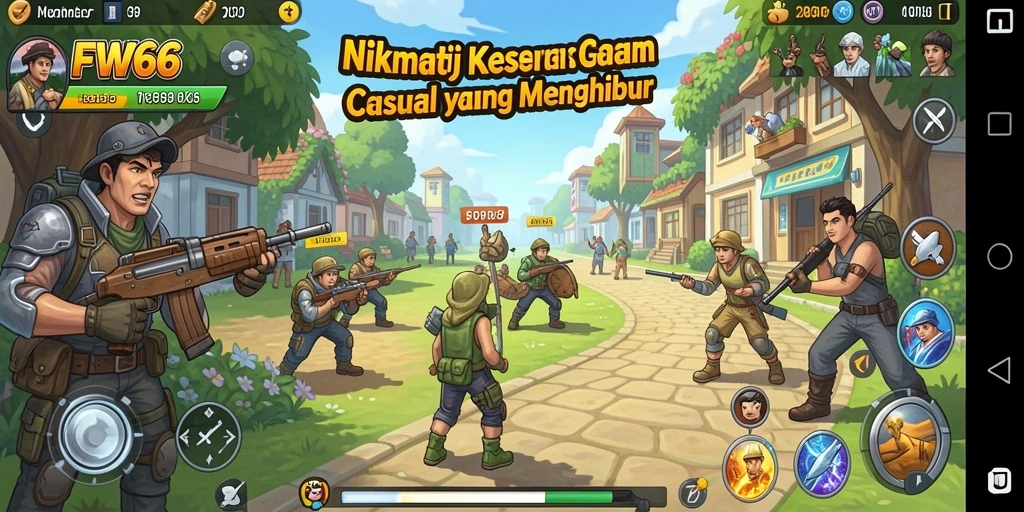 Tampilan gameplay FW66 yang ceria dan menarik.