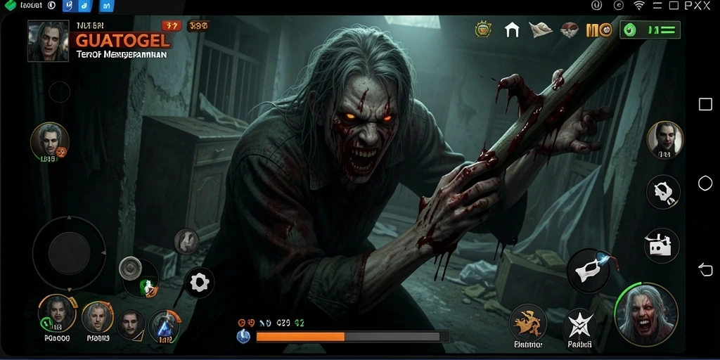 Tampilan gameplay GUATOGEL yang menakutkan dan mencekam.
