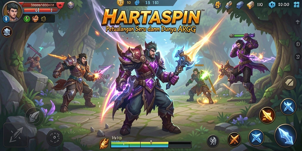 Tangkapan layar gameplay <strong>HARTASPIN</strong> yang menunjukkan aksi pertarungan yang mendebarkan.